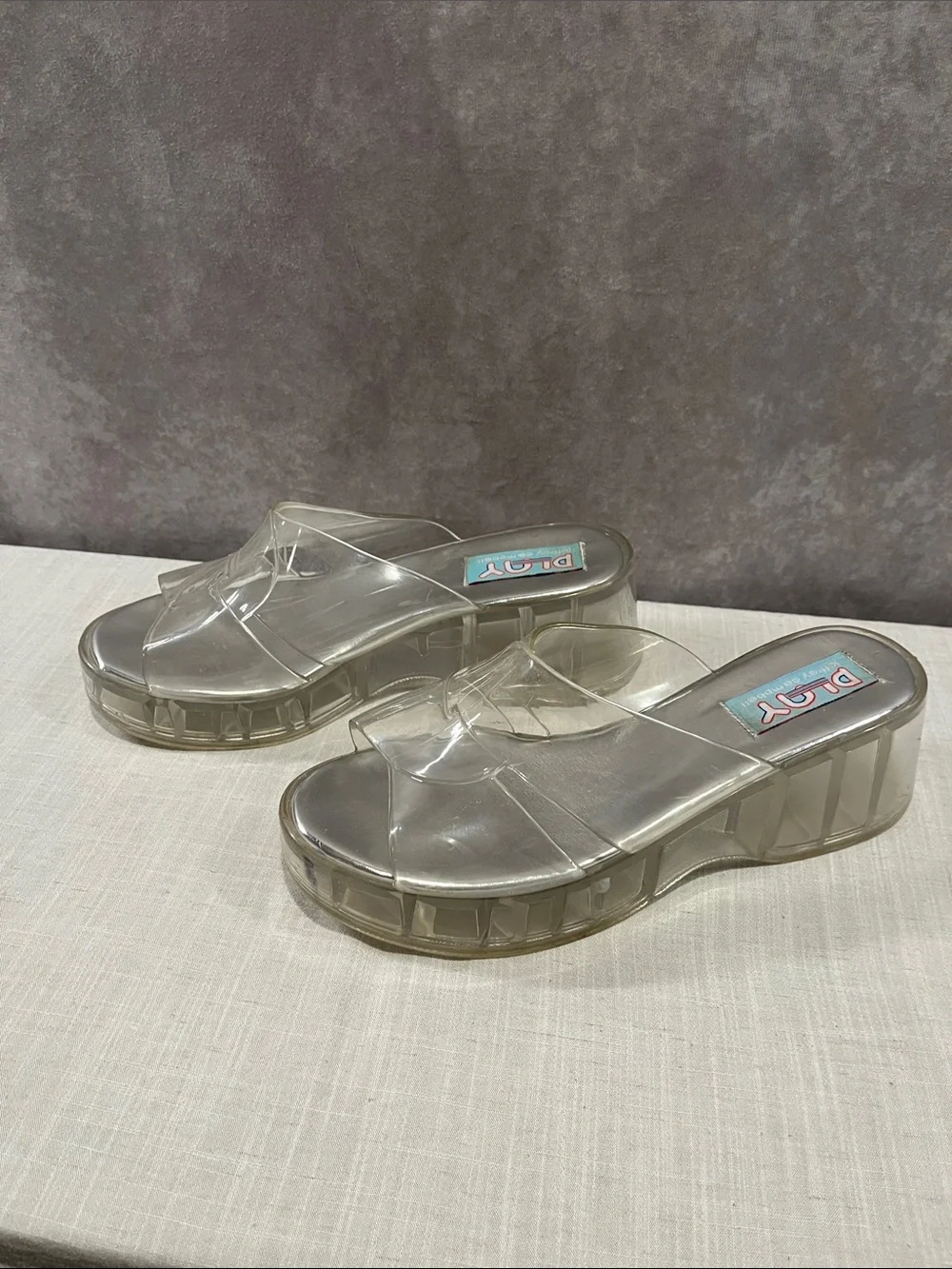 Jeffrey Campbell Play Clear Platform Slide Sandals - Transparent size 10